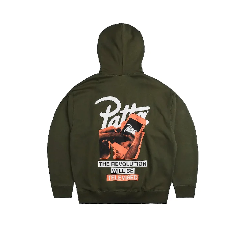 Patta Mens Revolution Boxy Hooded Sweater Ribbed Striped Patterned