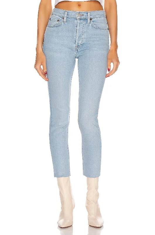 90S High Rise Ankle Crop Jeans In Light 2 Comfortable Flare Leg Jeans