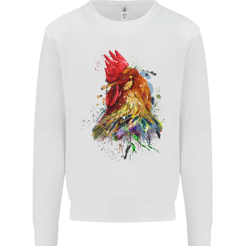 A Chicken Watercolour Mens Sweatshirt Jumper Hoodie with Pattern Geometric Abstract