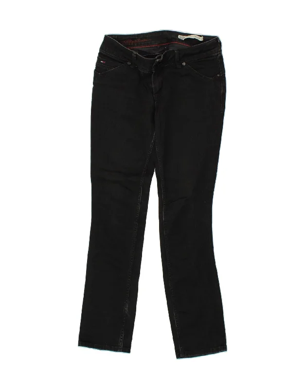 TOMMY HILFIGER Womens Victoria Straight Jeans W30 L32  Black Cotton Trendy Pleated Waist Jeans