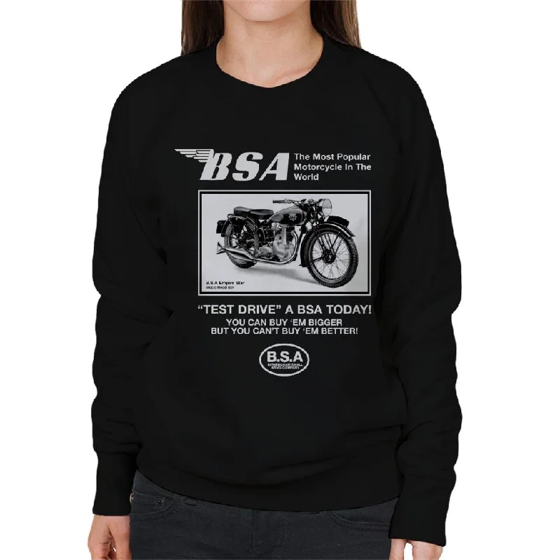 BSA Test Drive A BSA Today Women's Sweatshirt Hoodie with Toggle Buttons Decorative Unique