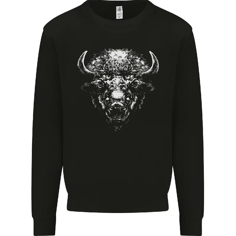 A Buffalo Head Mens Sweatshirt Jumper Hoodie with Logo Branding Identity