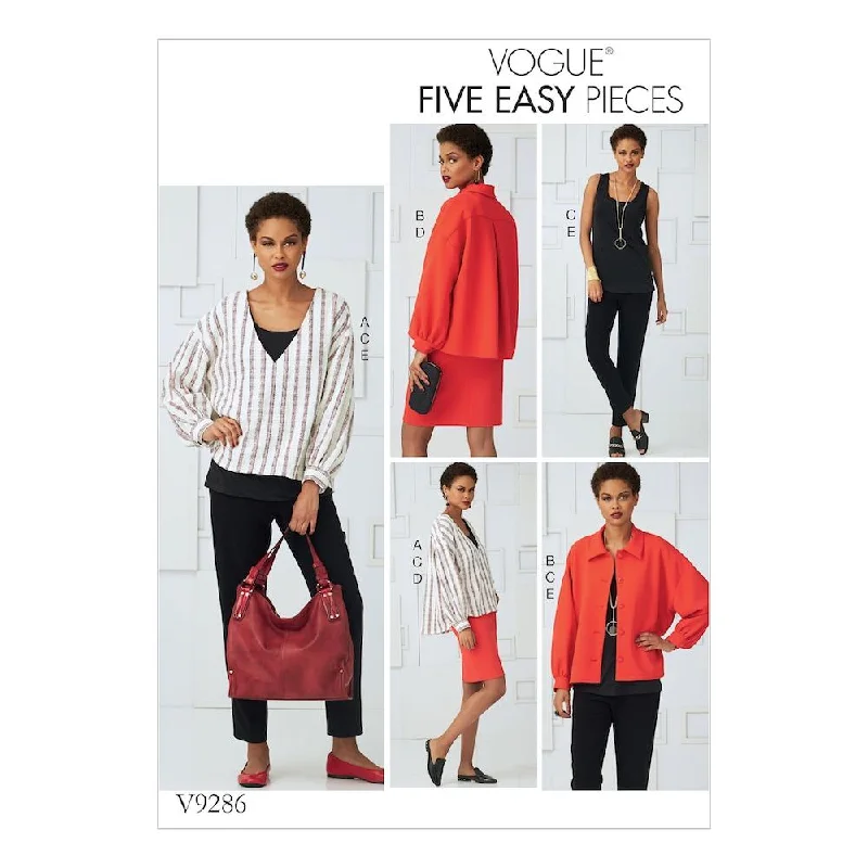 Vogue Pattern V9286 Misses' Tops, Straight Skirt, and Pants Fashionable Sporty Pants