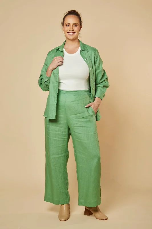 Camille Wide Leg Pant in Jadesheen Relaxed High-Waist Trousers