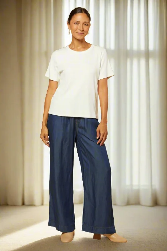 Breezy Regular Length Relaxed Tencel Pant in Dark Wash Formal Wide-Leg Pants