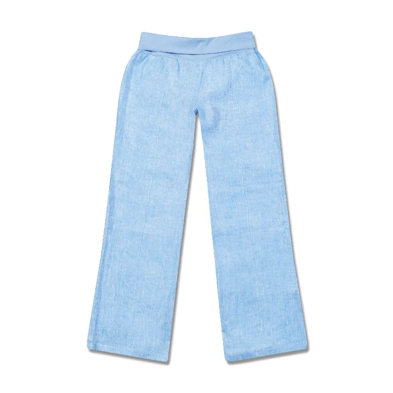 Marigot Roll Down Pant - Blue Chambray Trendy Velvet Pants