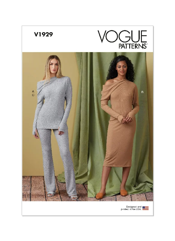 Vogue V1929 Miss Knit Tp Dress and Pants Casual Track Pants