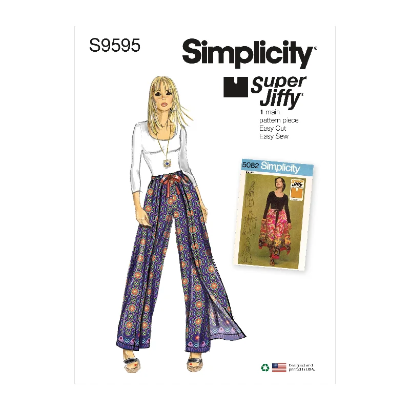 Simplicity Pattern SS9595 Misses' Super Jiffy Wrap and Tie Pantskirt Trendy Palazzo Pants