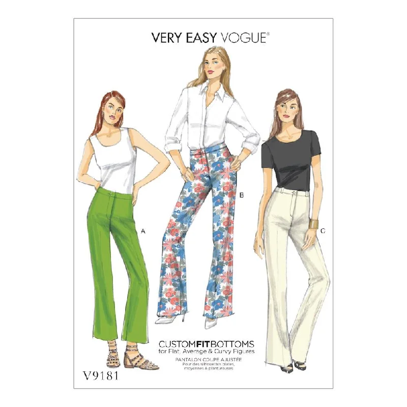 Vogue Pattern V9181 Misses' Custom-Fit Bootcut Pants Casual Skinny Fit Pants