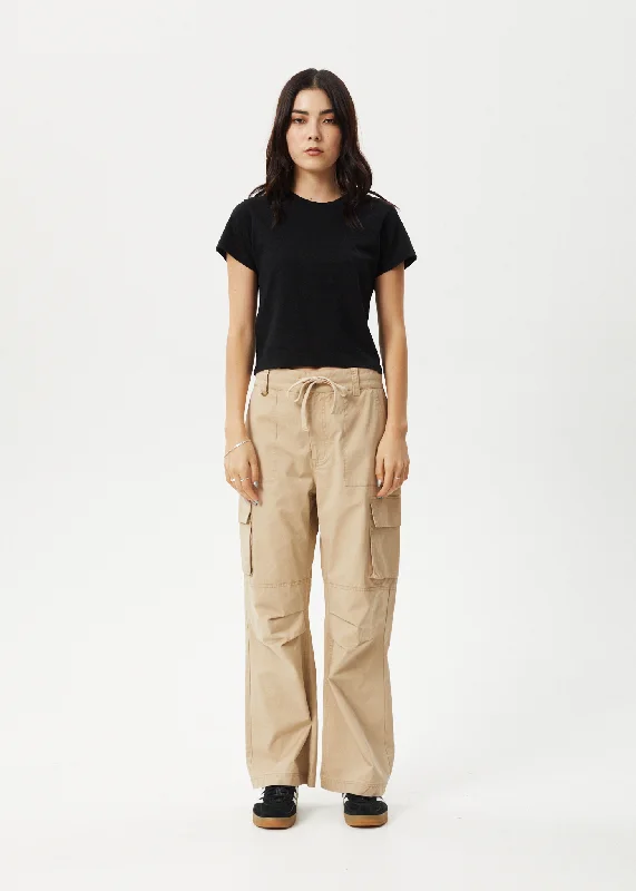 AFENDS Womens Apprentice - Cargo Pants - Taupe Soft Wool Pants