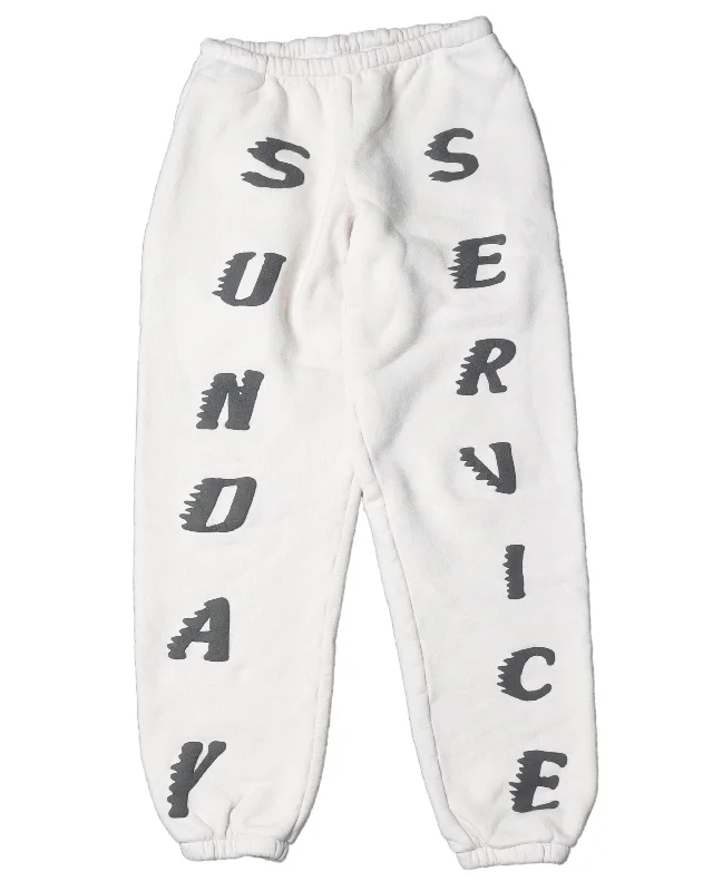 White Sunday Service Sweat Pants Fashionable Sporty Pants