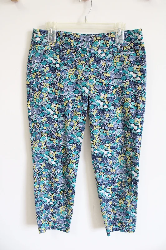 LOFT Marisa Blue & Yellow Floral Riviera Capri Pants | 6 Modern Bootcut Pants