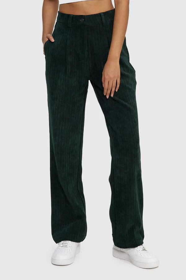 Suede Wide Leg Pant - Forest Green Stylish Casual Pants