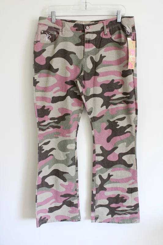 NEW Mudd Pink Green Camo Pants | 18 1/2 Plus Soft Wool Pants