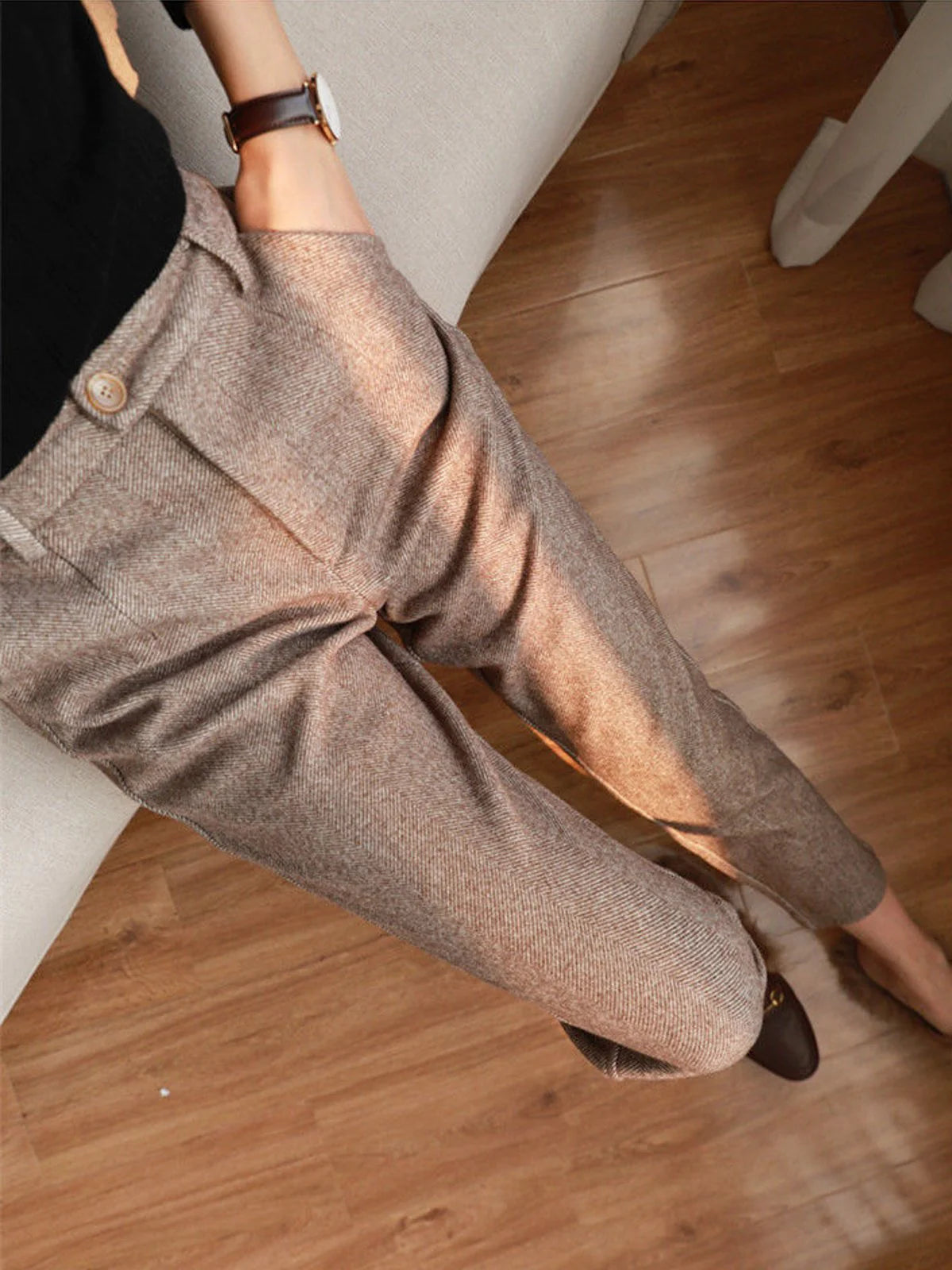 Herringbone Pencil Pants Fashionable Sporty Pants