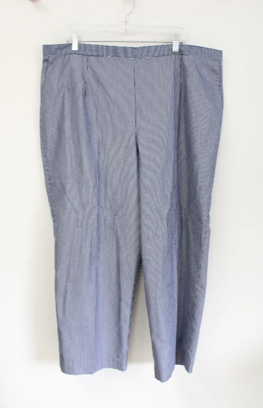 NEW Alfred Dunner Blue White Striped Pants | 24W Soft Cotton Pants