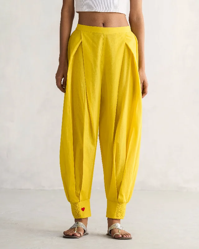 Puff Pants - Yellow Stylish Slim Trousers