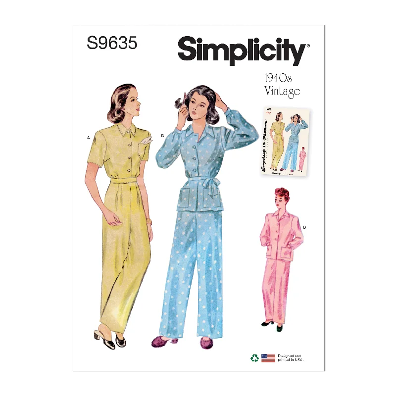 Simplicity Pattern S9635 Misses' Vintage Long Top Pants Comfortable Pleated Pants