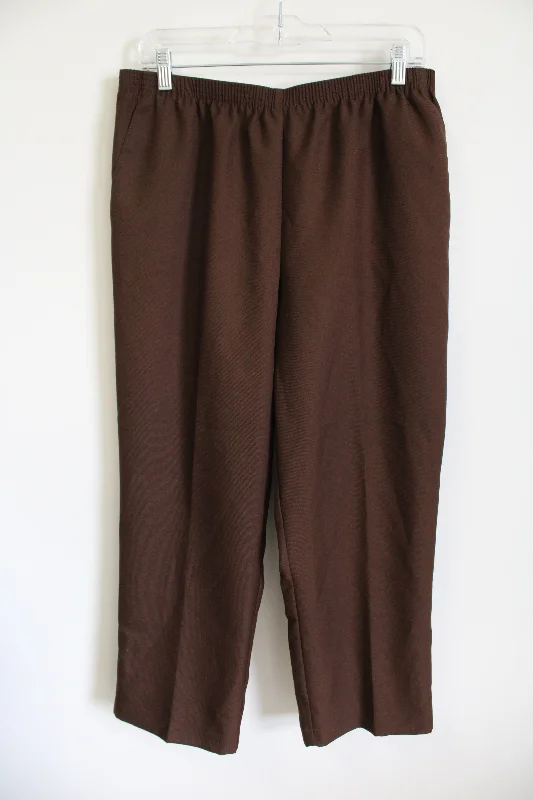 Alfred Dunner Brown Elastic Waist Dress Pants | 14P Soft Wool Pants