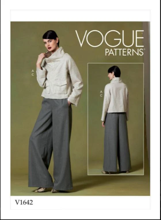 Vogue Pattern V1642 Misses' Top and Pants Comfortable Denim Trousers