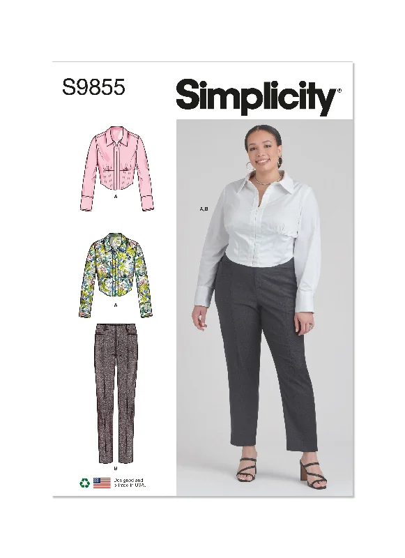 Simplicity Pattern S9855 Misses' and Women's Top and Pants Relaxed Fit Trousers