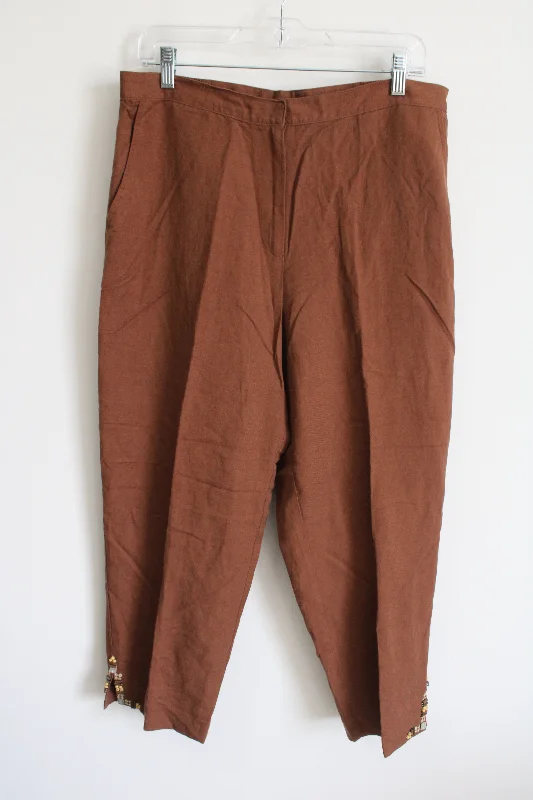 Ruby Rd. Brown Linen Ankle Pant | 12 Cozy Jogger Leggings