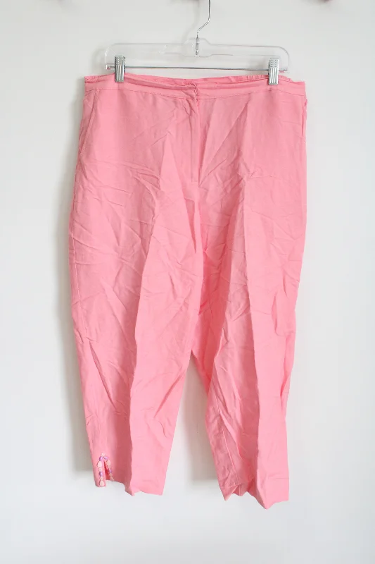 Ruby Rd. Pink Linen Blend Capri Pant | 12 Relaxed High-Waist Trousers