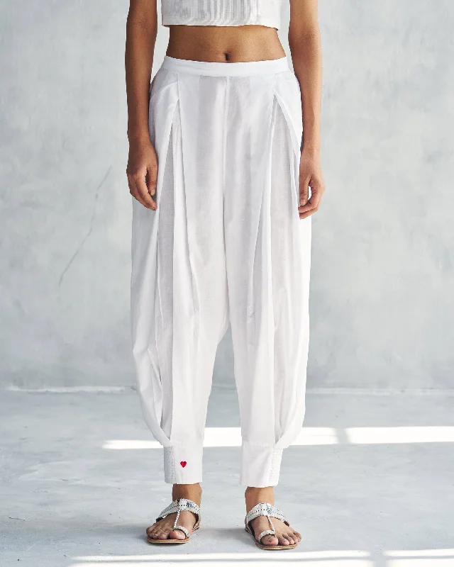 Puff Pants - White Trendy Velvet Pants