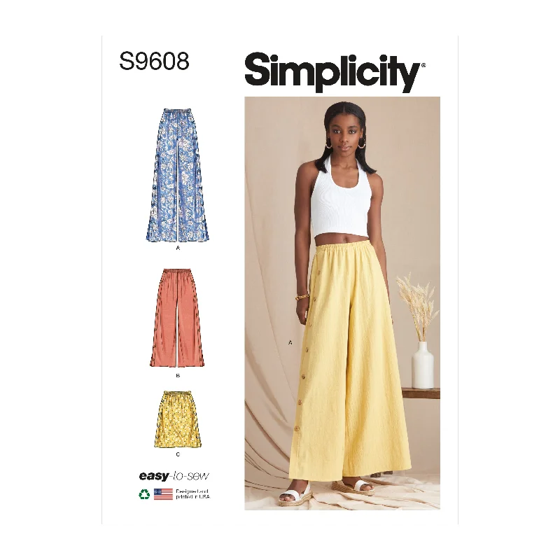 Simplicity Pattern SS9608 Misses' Pants and Skirt Wide-Legged Palazzos