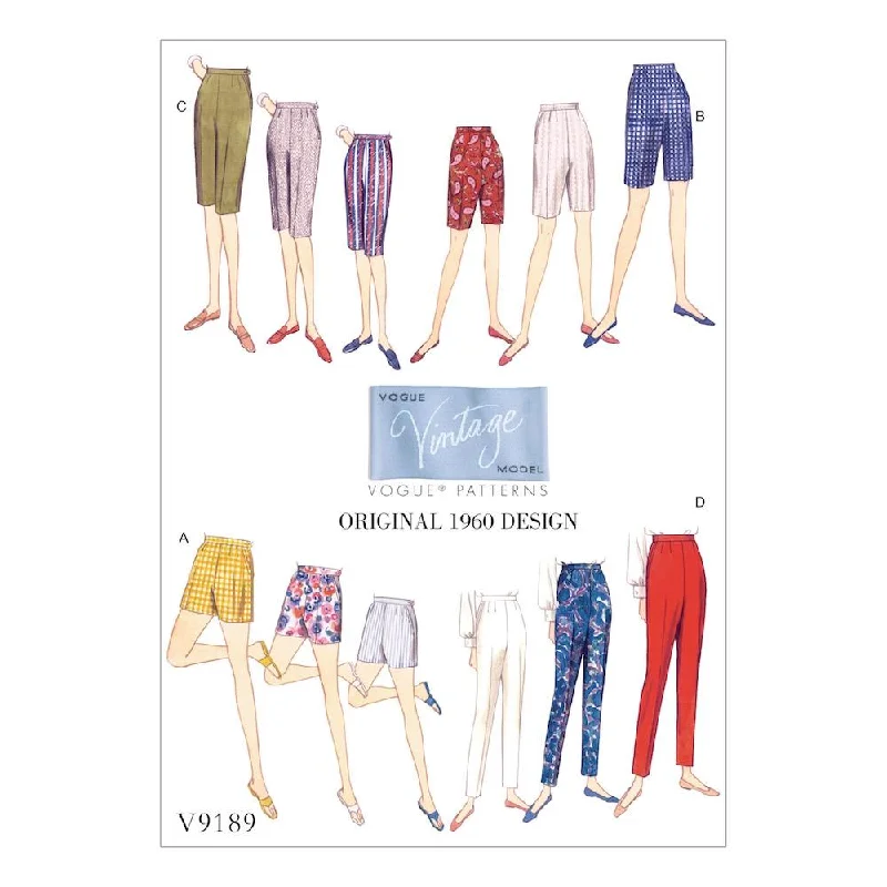 Vogue Pattern V9189 Misses' Shorts and Tapered Pants Classic Pleated Pants