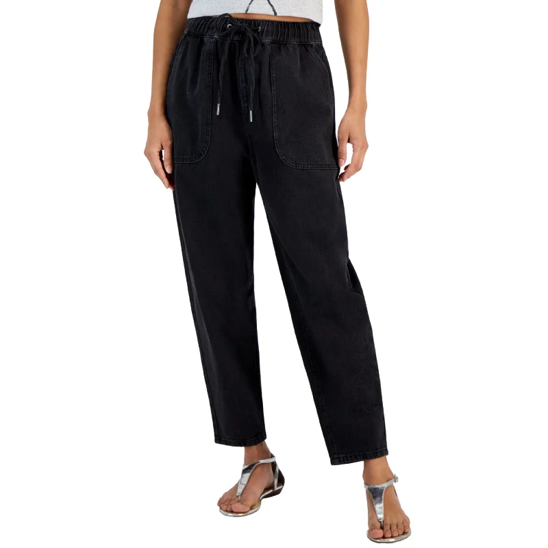 TINSELTOWN - Denim Drawstring Pants Comfortable Pleated Pants