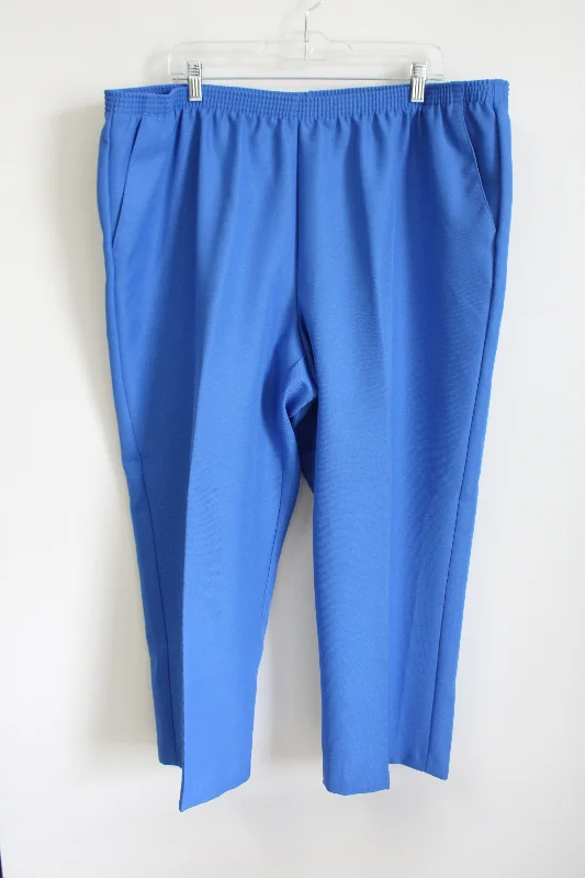 Alfred Dunner Blue Elastic Waistband Pant | 24W Stylish Slim Trousers