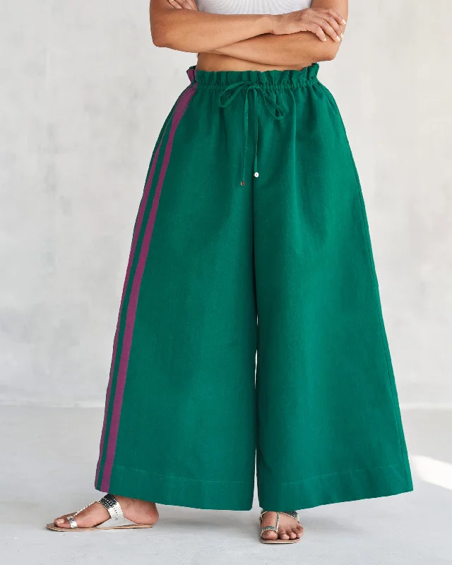 Paperbag Waist Pants - Green Fashionable Sporty Pants