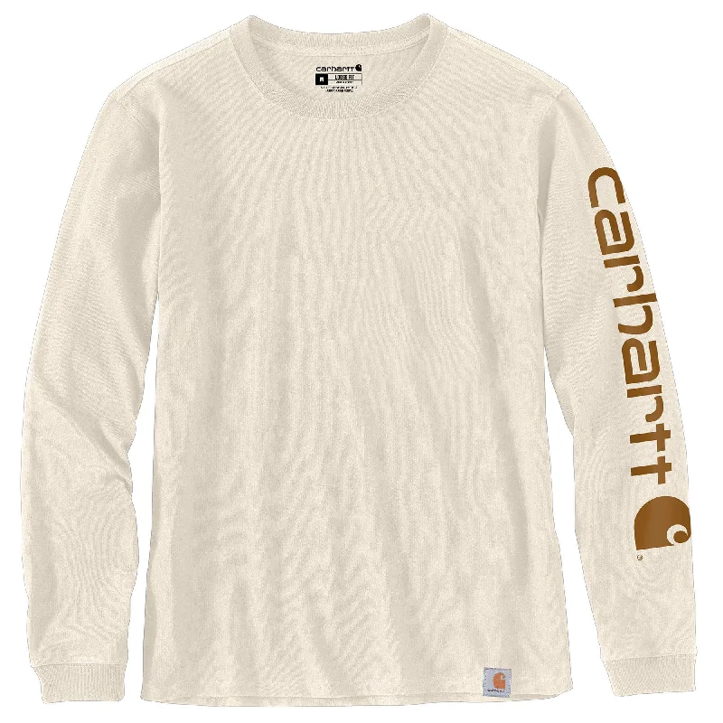 103401 - Carhartt Women's WK231 Workwear Sleeve Logo Long-Sleeve T-Shirt Ribbed Striped Patterned