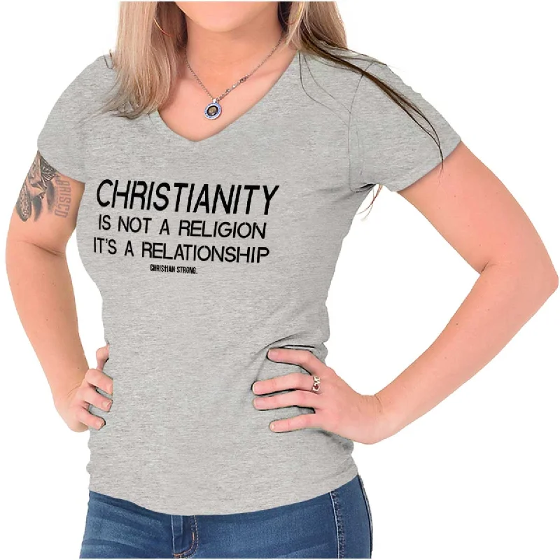 Christianity Junior Fit V-Neck T-Shirt Casual Formal Business