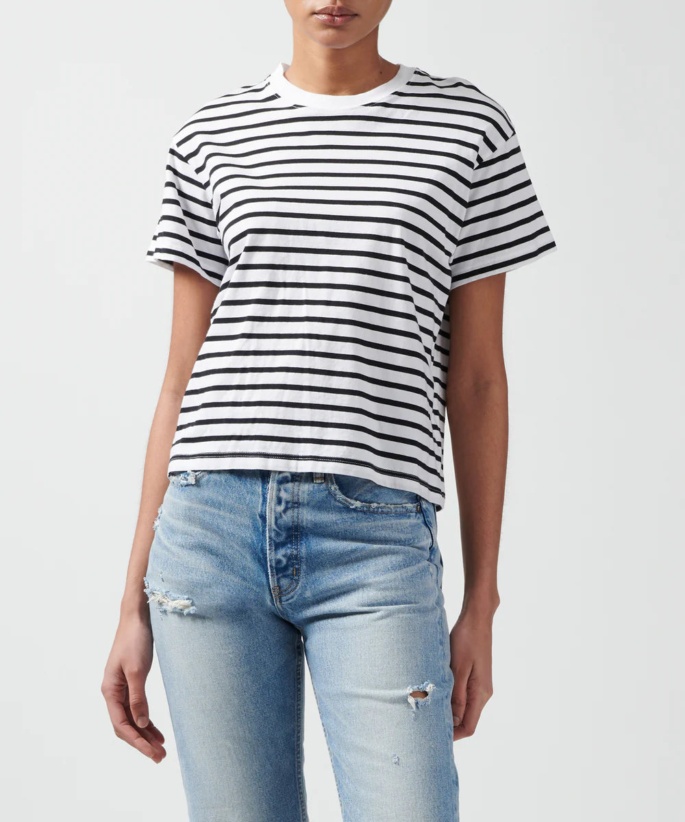 Classic Jersey S/S Stripe Boy Tee - Black/White Stripe Jersey Fabric Tulle Fabric Batik Fabric