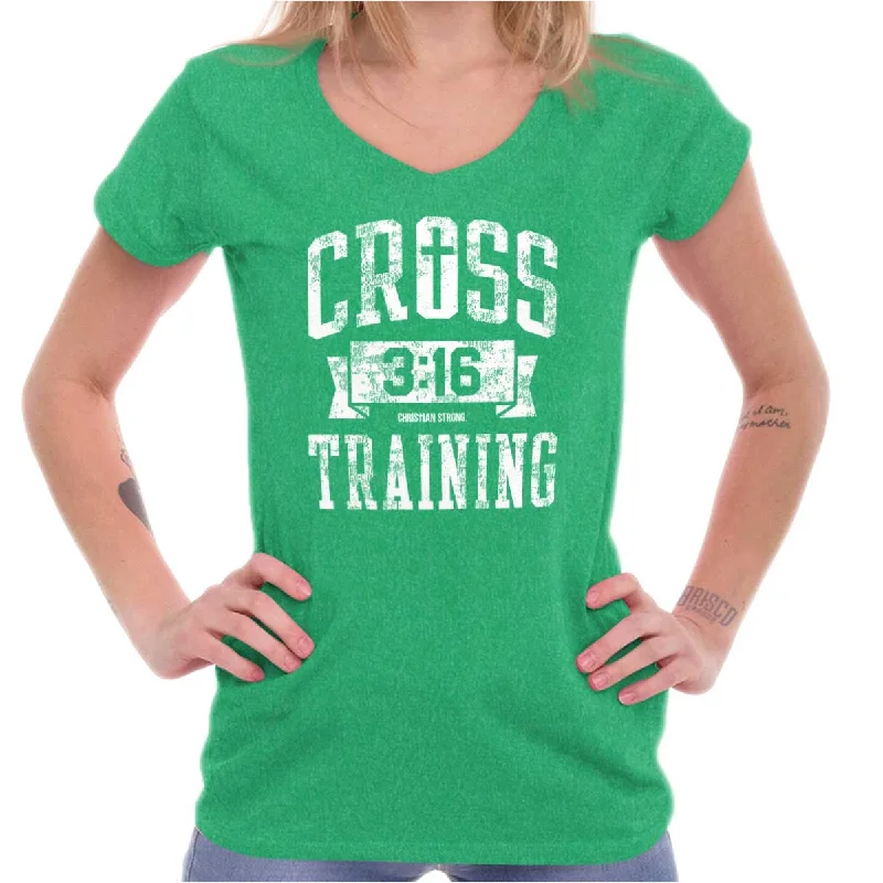 Cross Training Jesus Junior Fit V-Neck T Shirt Front Pockets Side Pockets Patch Pockets