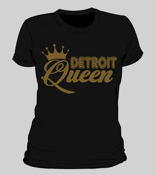 Detroit Queen Women's T-Shirt Ribbed Striped Patterned