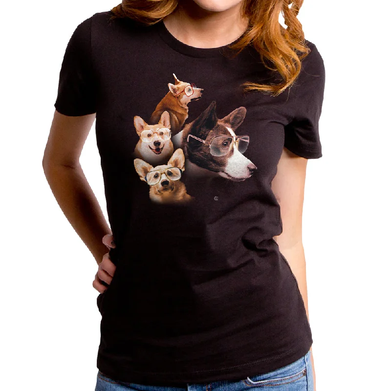 The Corgis Women's T-Shirt Zippered Buttoned Snapped