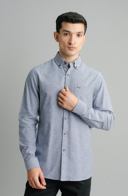 Oxford Shirt Full Sleeves Ribbed T-Shirt High Neck Heavyweight