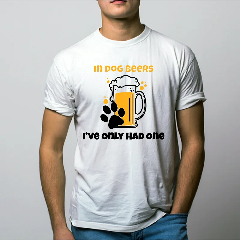 In Dog Beers Unisex T-Shirt Solid Print Embellished