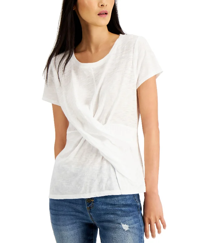 INC International Concepts Womens Twist Front T-Shirt Hooded Caped Shawl Collar