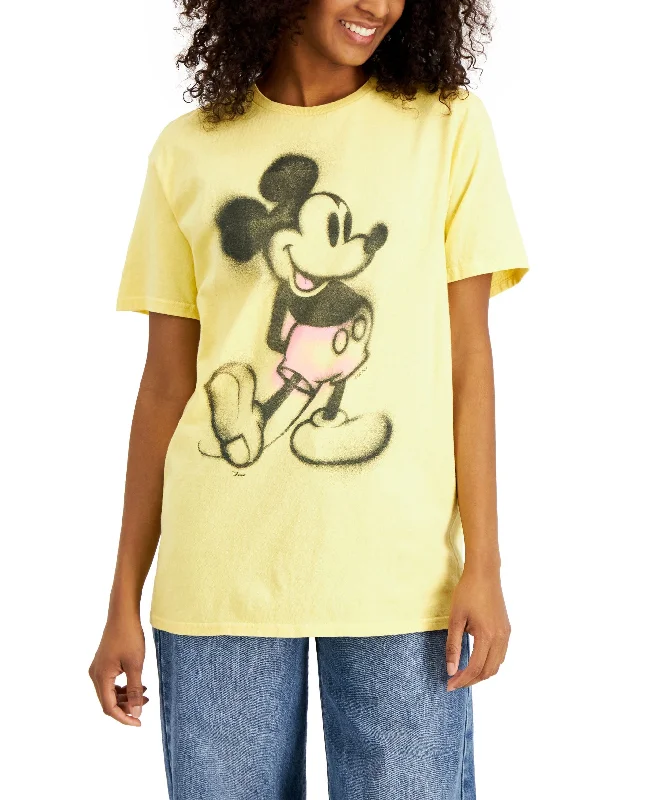 Junk Food Womens Mickey Graphic T-Shirt Thin T-Shirt Open Front Quick Dry