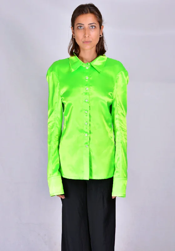 KWAIDAN EDITIONS AW20WT059W-PS TILTED SHIRT NEON GREEN Spandex Blend Rayon Blend Denim Blend