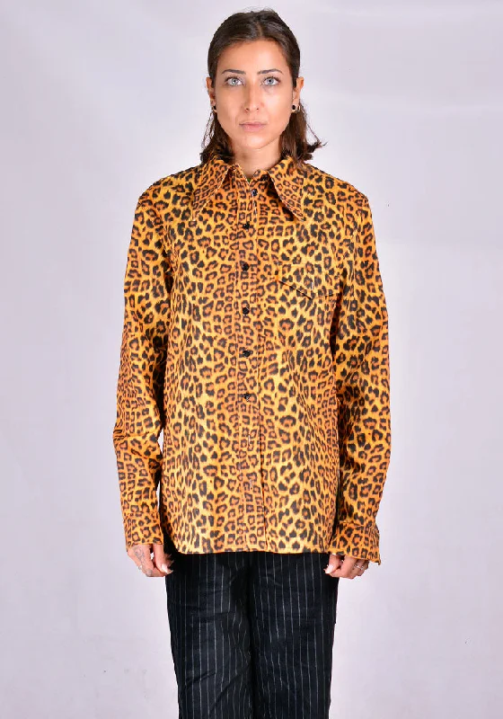 KWAIDAN EDITIONS AW20WT064W-PCD DENIM SHIRT LEOPARD Graphic T-Shirt Round Neck Polyester