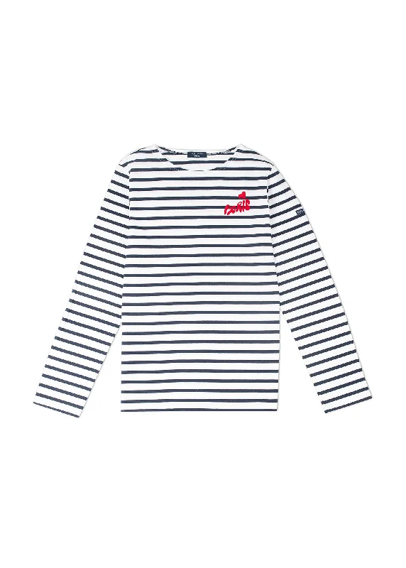 MINQUIERS PARIS - Authentic Breton Stripe Shirt| Soft Cotton | Men Fit  (WHITE / NAVY) Zippered Front Buttoned Front Snap Front