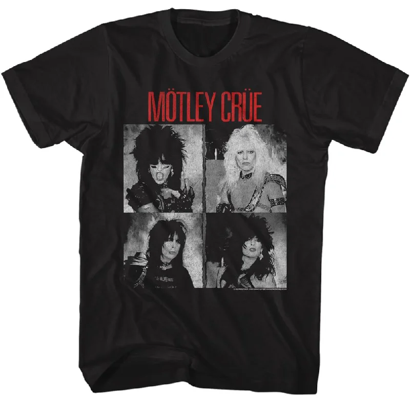 MOTLEY CRUE Eye-Catching T-Shirt, BW Striped Floral Plaid