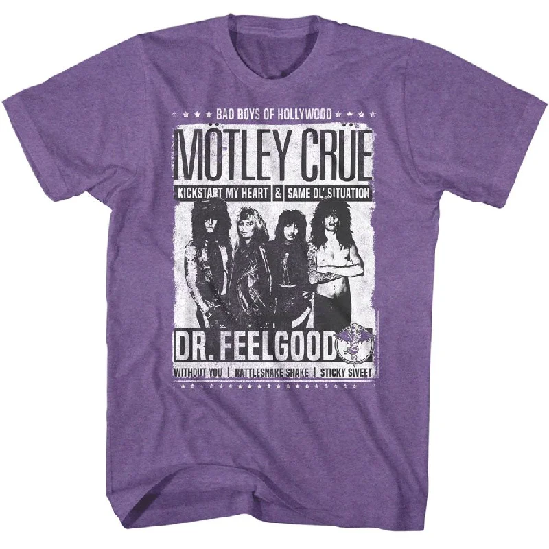 MOTLEY CRUE Eye-Catching T-Shirt, Feelgood Songs Collared T-Shirt Boat Neck A-Line