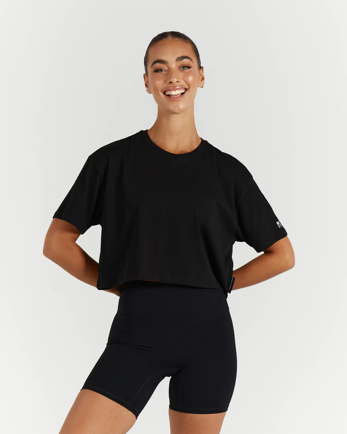 Muscle Republic | Base Crop Tee - Black Rayon Fabric Velvet Fabric Corduroy Fabric