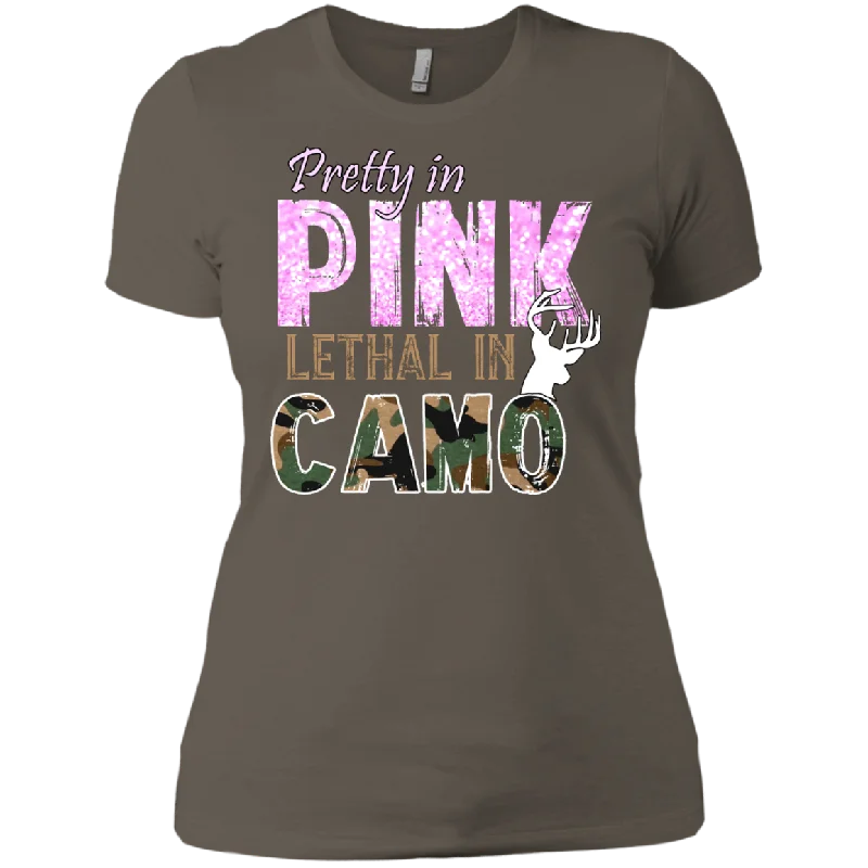 Lethal In Camo Next Level Ladies' Boyfriend T-Shirt Mesh Blend Leather Blend Suede Blend